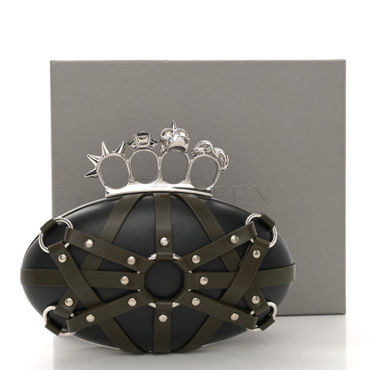 Alexander McQueen Nappa Harness Skull Knuckle Oval Box Clutch Black 13 of 13