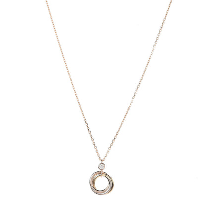 Cartier 18K Pink Yellow White Gold Diamond Trinity Pendant Necklace 1 of 6
