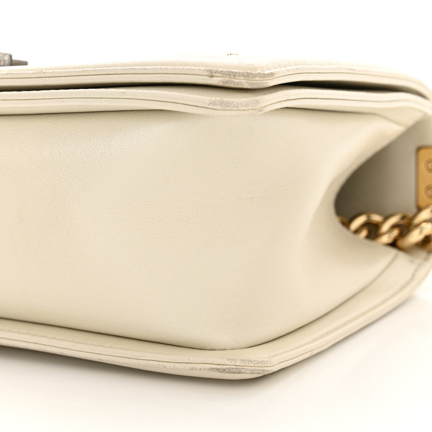 Lambskin Embossed Medium Boy Cube Flap White