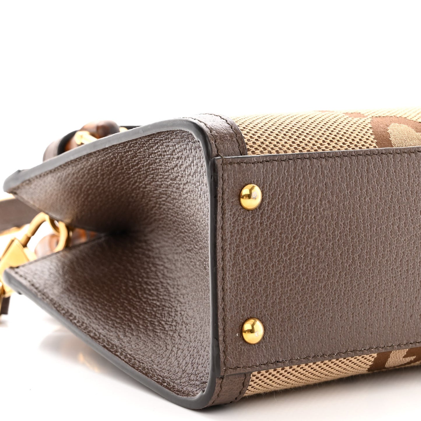Monogram Jumbo GG Textured Dollar Calfskin Mini Diana Tote Bag Camel Ebony New Acero