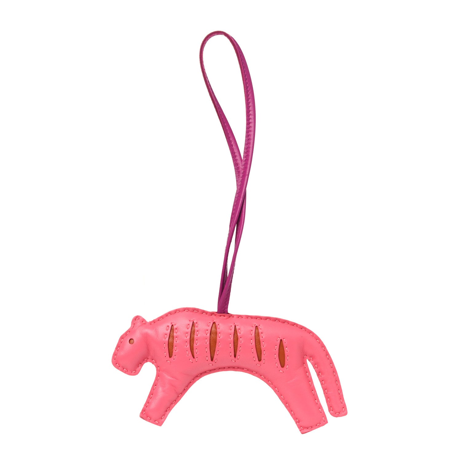 Hermes Milo Lambskin Rooroo Bag Charm Rose Azalea 1 of 5