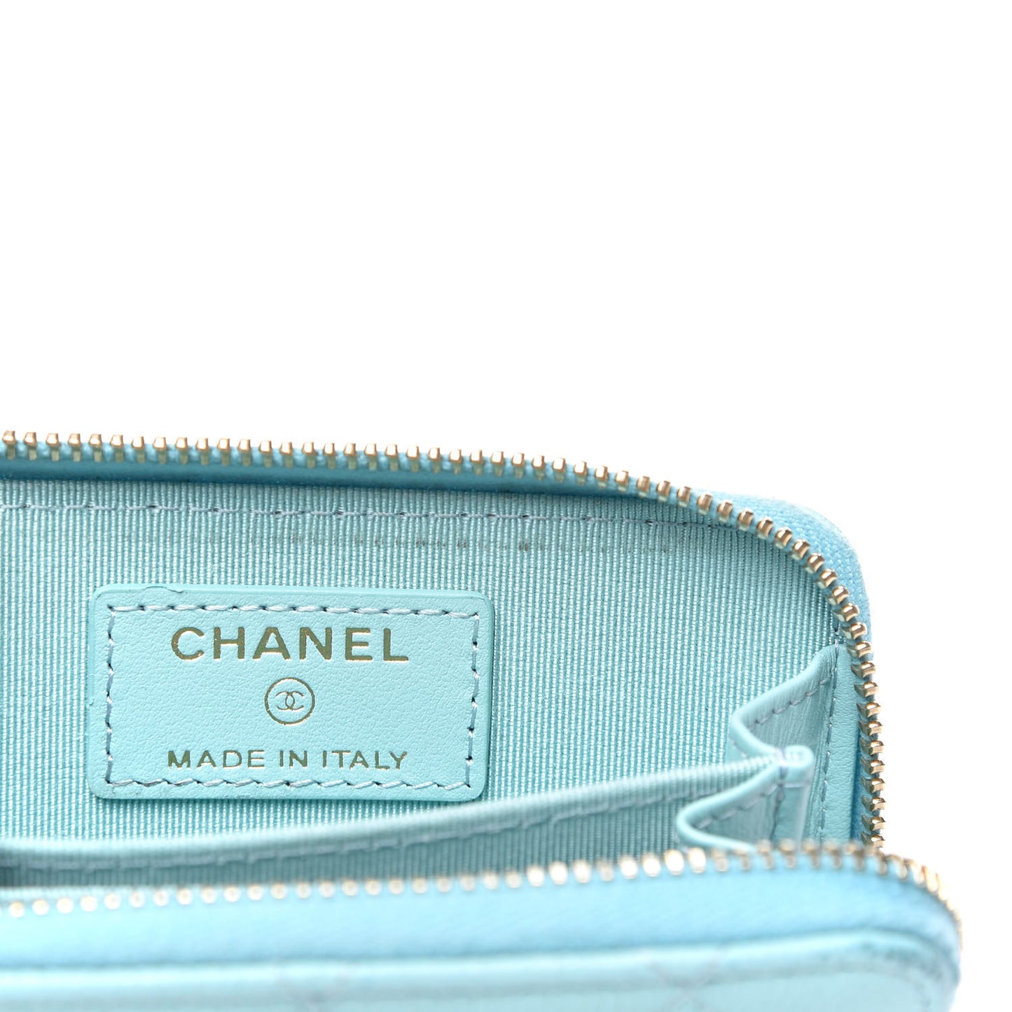 Caviar Quilted Zip Coin Purse Light Blue