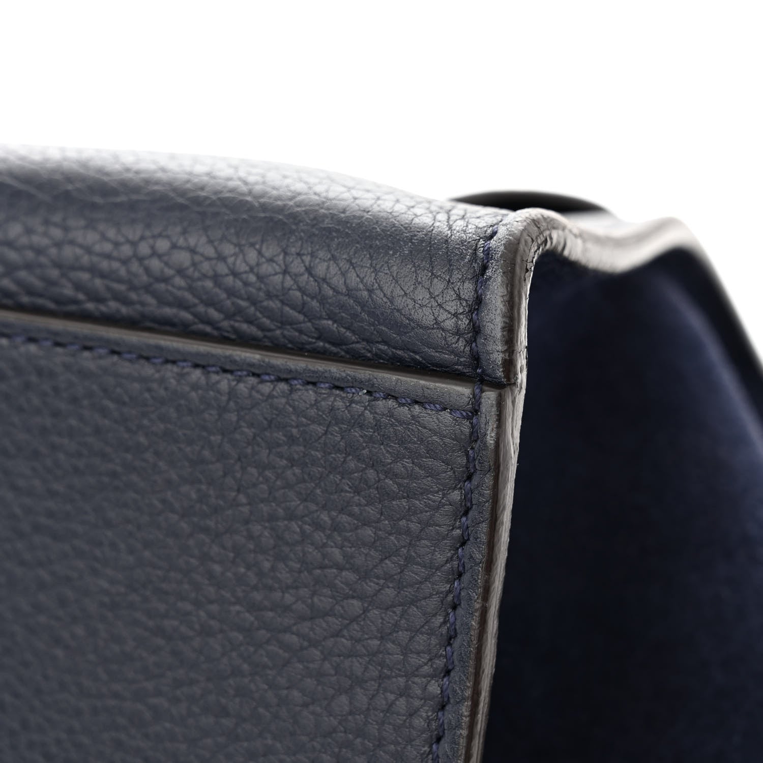 Celine Drummed Calfskin Suede Medium Trapeze Navy Blue 11 of 12