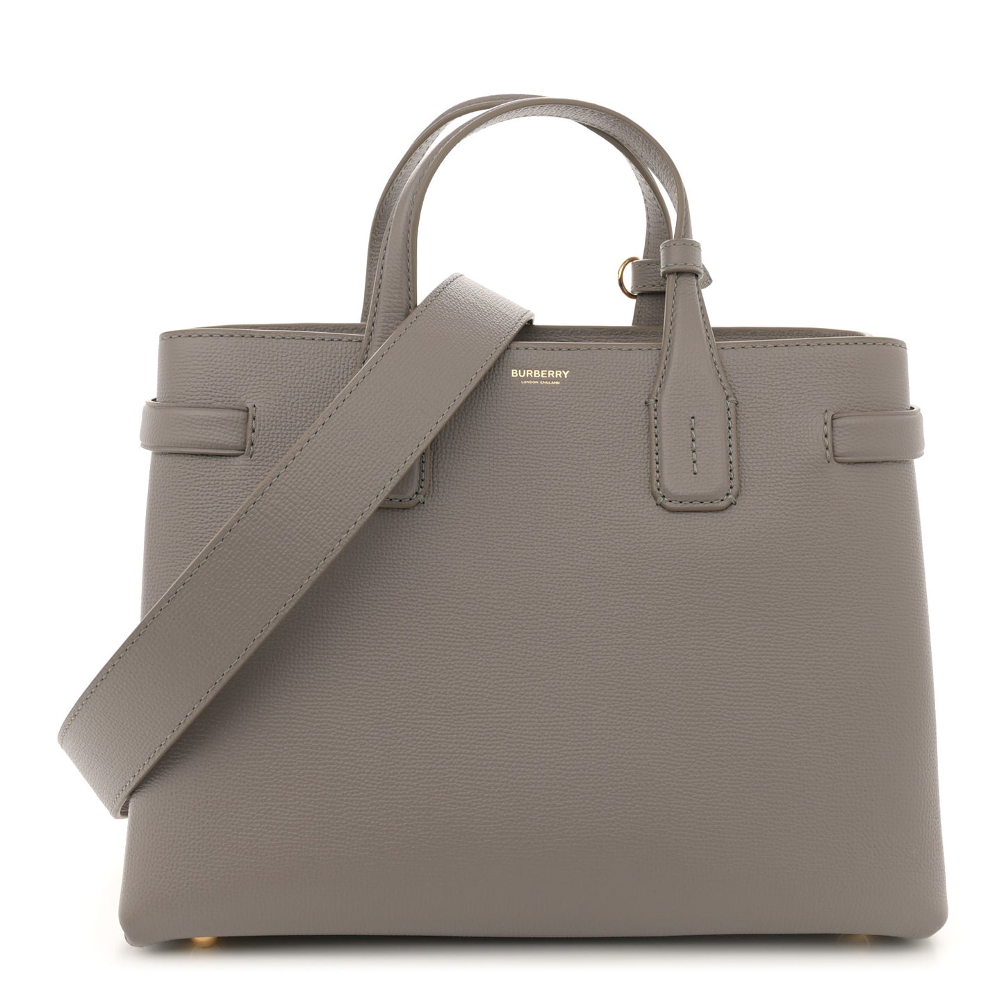Grainy Calfskin House Check Medium Banner Tote Taupe Brown