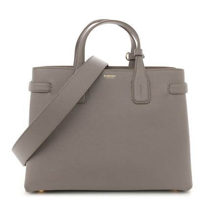 Burberry Grainy Calfskin House Check Medium Banner Tote Taupe Brown 1 of 10