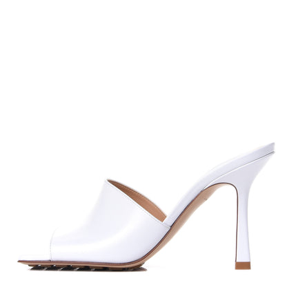 Bottega Veneta Lambskin Stretch Mule Sandals 35 Optic White 1 of 9