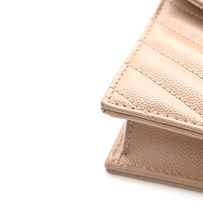 Saint Laurent Grain De Poudre Matelasse Chevron Monogram Envelope Chain Wallet Dark Beige 12 of 13