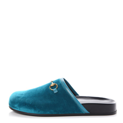 Gucci Softy Velvet Malaga Kid Womens Horsebit River Slippers 37.5 Pavone 1 of 8