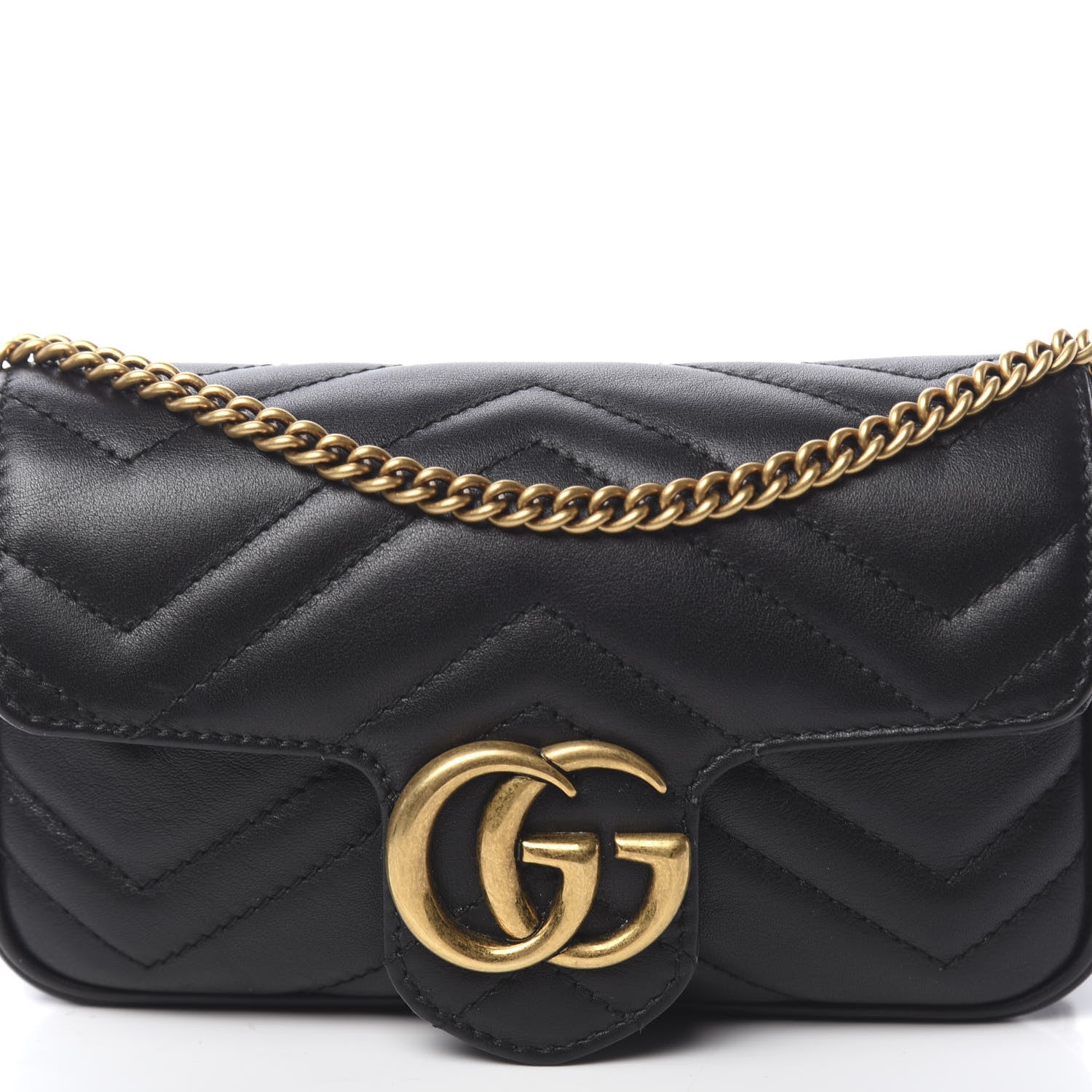 Gucci Calfskin Matelasse Super Mini GG Marmont Shoulder Bag Black 9 of 12