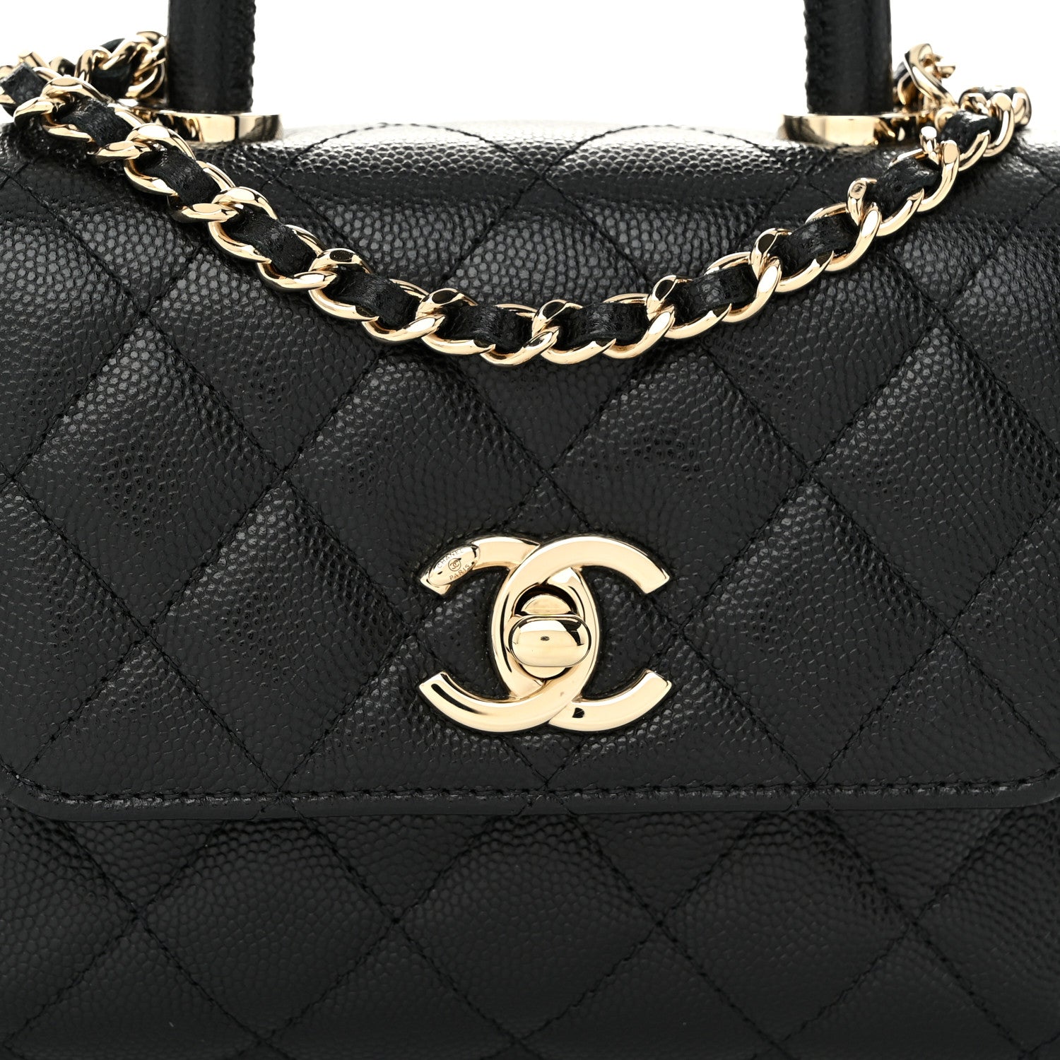 Chanel Caviar Quilted Coco Handle Clutch With Chain Black 8 of 10