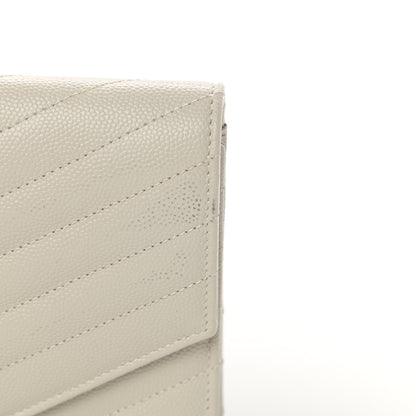 Saint Laurent Grain De Poudre Matelasse Chevron Monogram Envelope Clutch Blanc Vintage 9 of 11