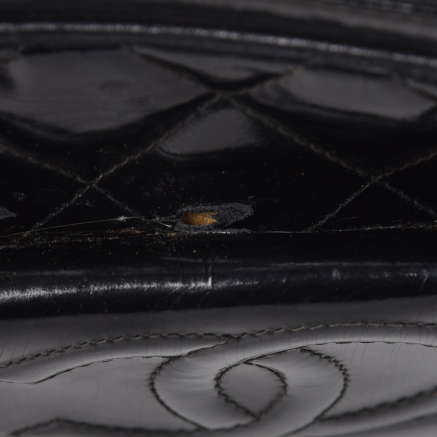 Patent Quilted Tassel Small Camera Case Black
