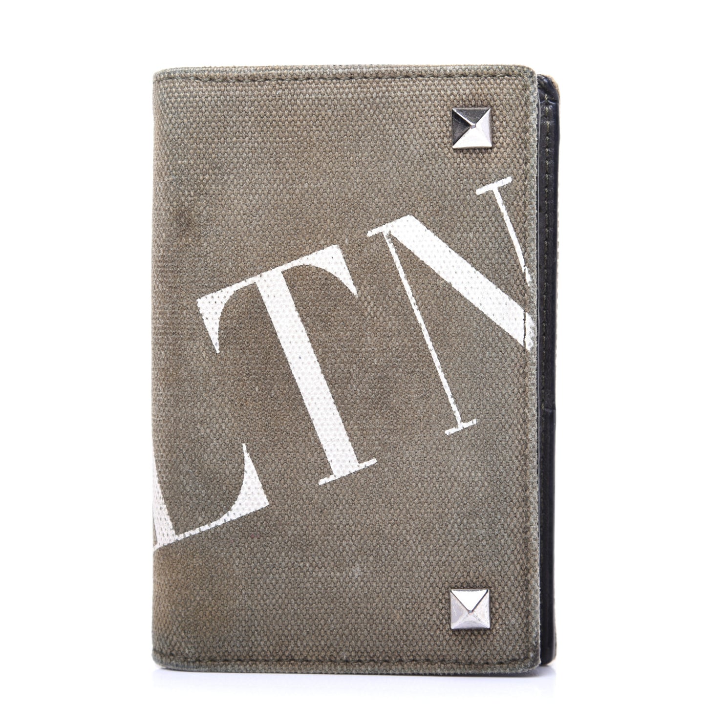Canvas Rockstud VLTN Bi-Fold Wallet Olive