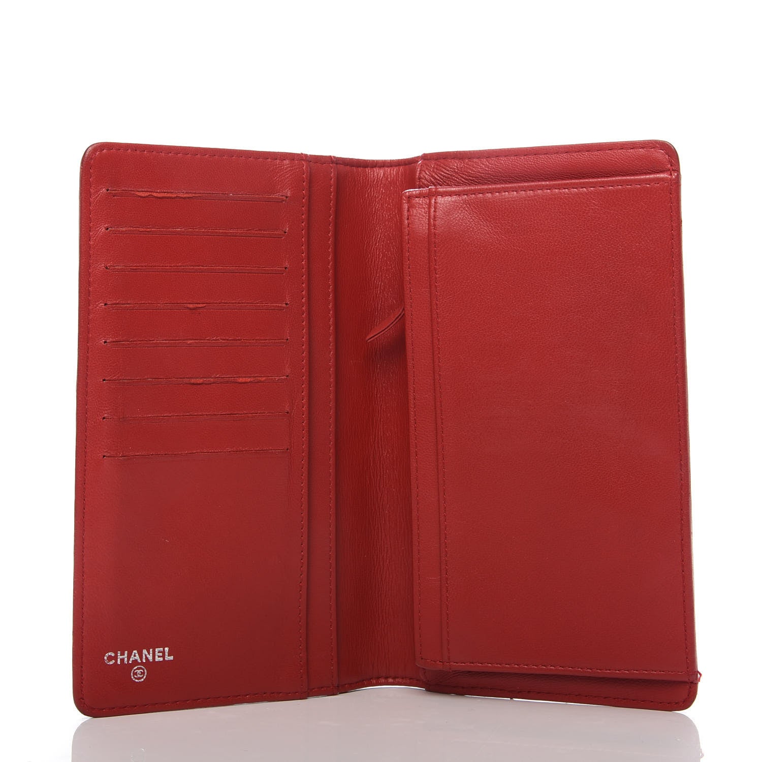 Chanel Lambskin Quilted Boy Yen Wallet Red 5 of 10