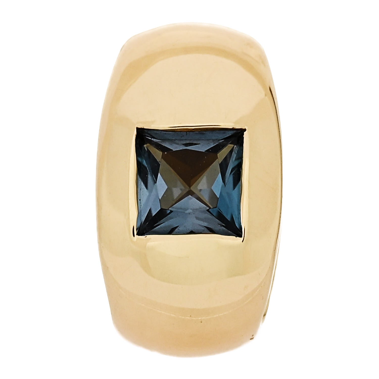 Foundrae 18K Yellow Gold Blue Topaz Princess Cut Swiss Love Gemstone Heart Slider Pendant 1 of 4