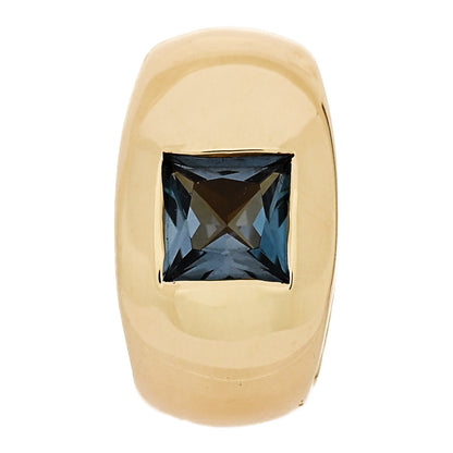 Foundrae 18K Yellow Gold Blue Topaz Princess Cut Swiss Love Gemstone Heart Slider Pendant 1 of 4