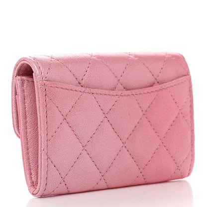 Chanel Cloudy Pearly Goatskin Quilted Flap Card Holder Wallet Light Pink 3 of 8