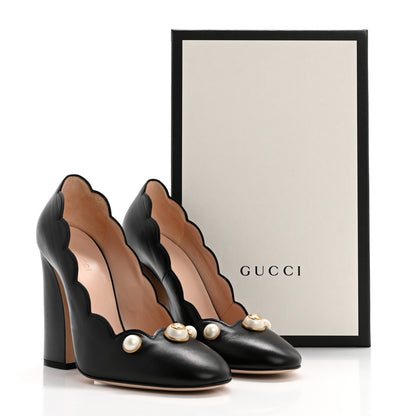 Gucci Malaga Kid Pearl Embellished Willow Loafer Pumps 37.5 Black 9 of 9