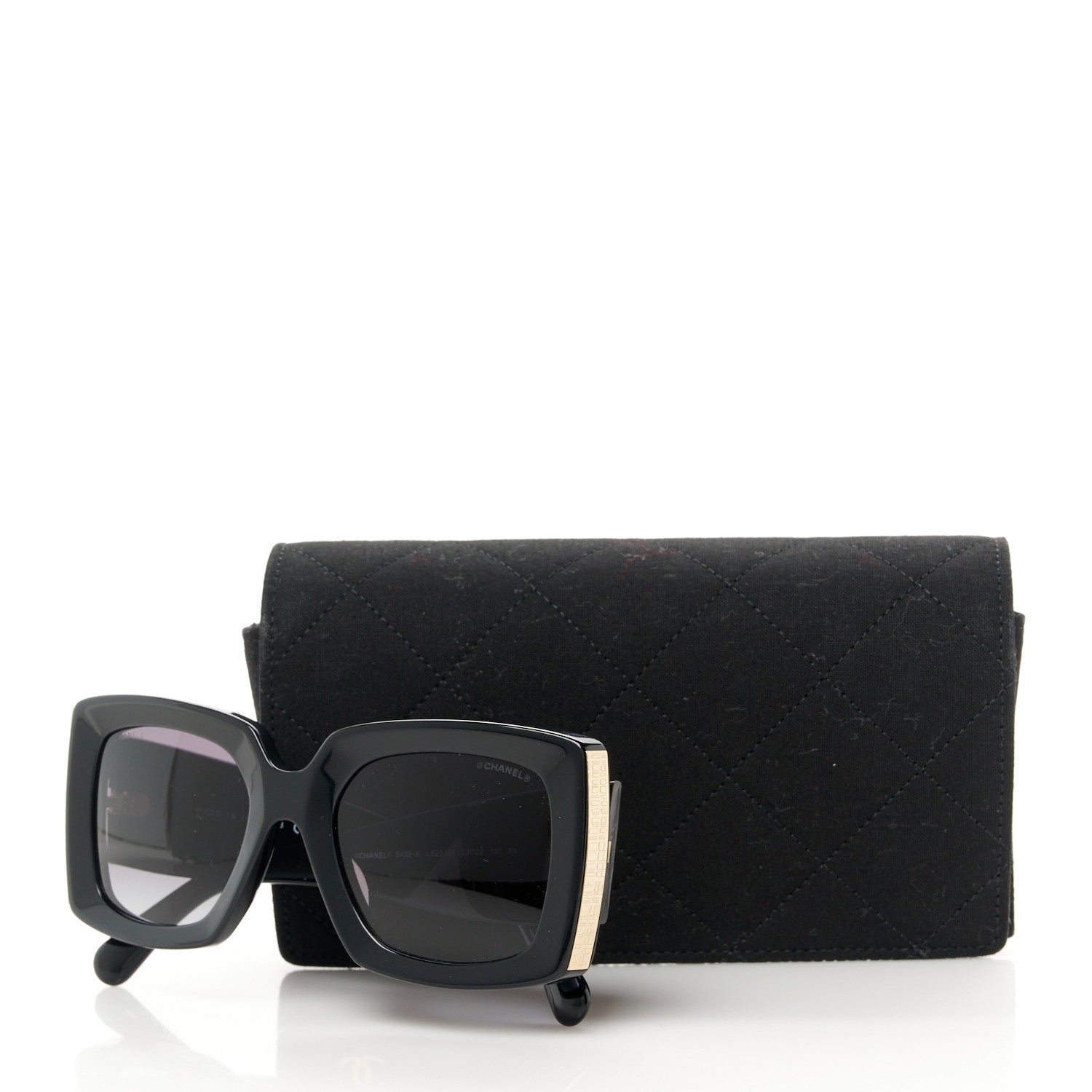 Chanel Acetate Rectangle Sunglasses 5435-A Black 8 of 8