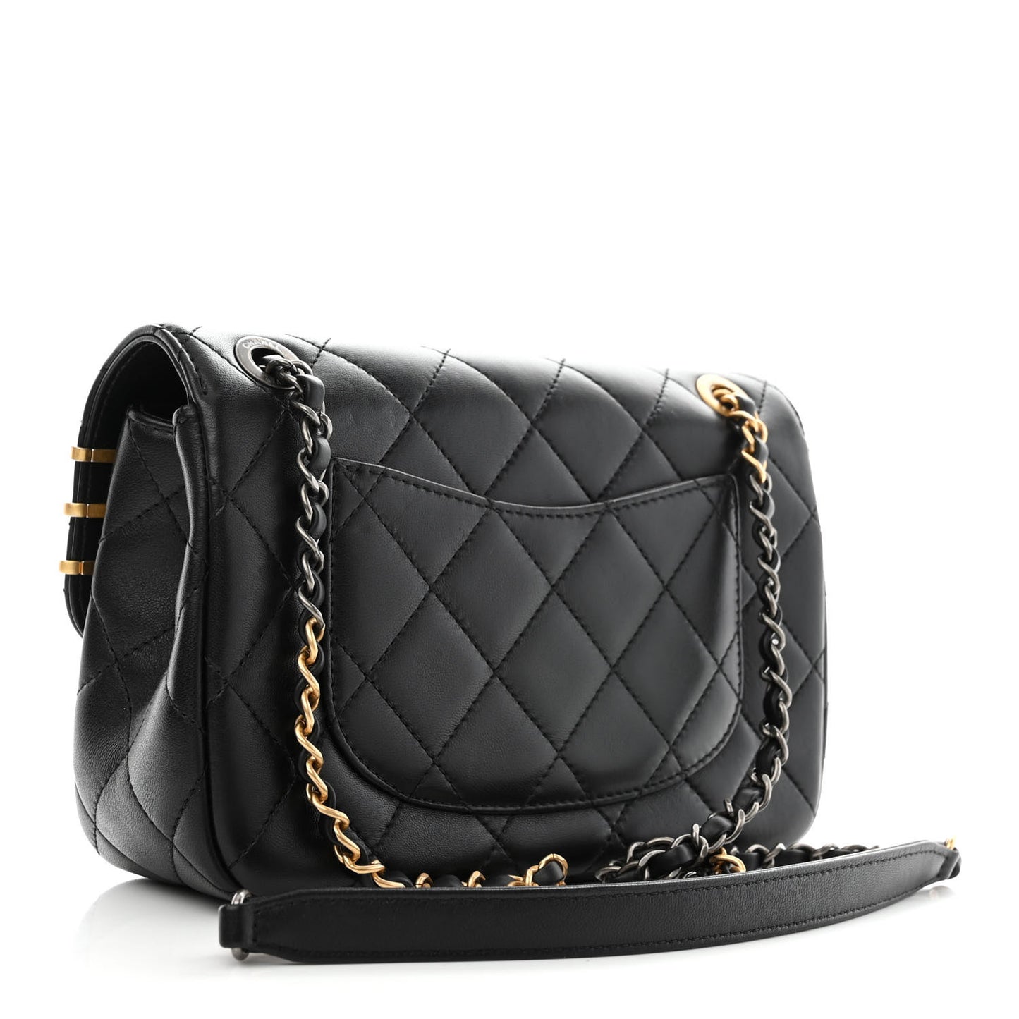 Lambskin Quilted Small Coco Clips Single Flap Black