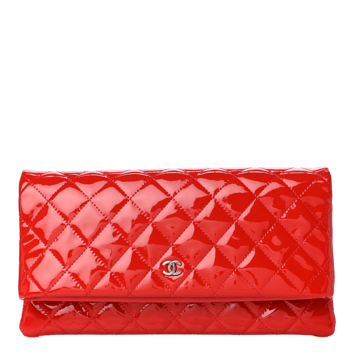 Chanel Patent Calfskin Quilted Beauty CC Clutch Red 1 of 14