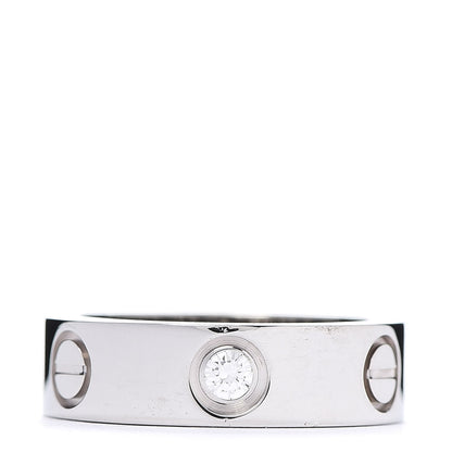 Cartier 18K White Gold 3 Diamond 5.5mm LOVE Ring 50 5.5 1 of 5