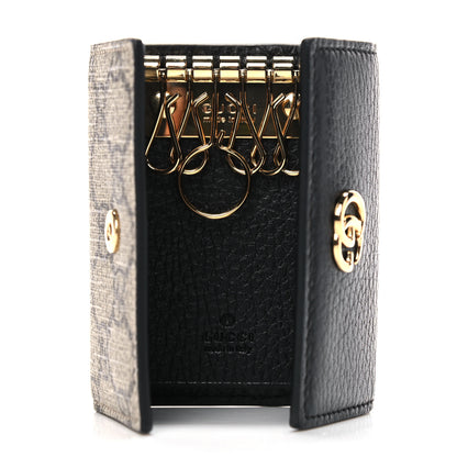 Gucci Dollar Calfskin GG Supreme Monogram GG Marmont 6 Key Holder Case Black Beige Ebony 5 of 8