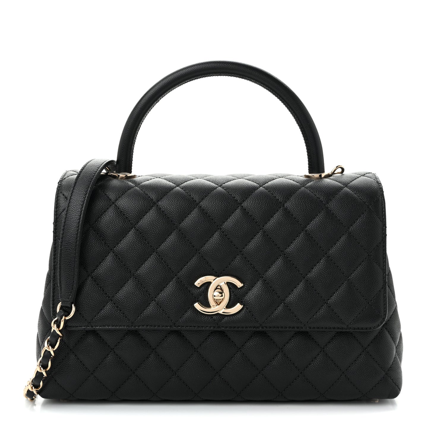 Caviar Quilted Small Coco Handle Flap Black