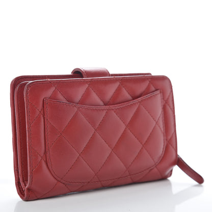 Chanel Lambskin Quilted Zipped Pocket Wallet Red 3 of 12