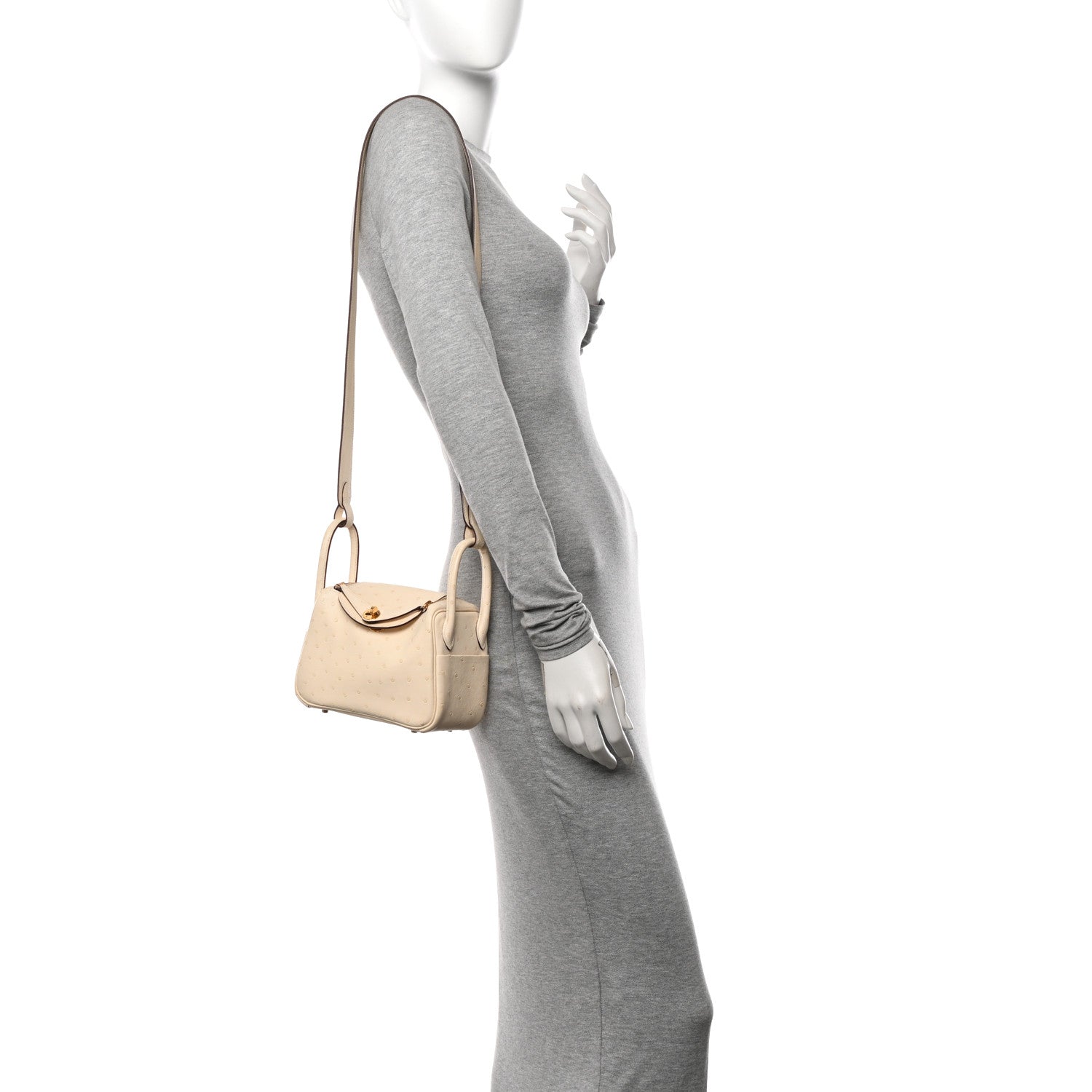 Hermes Ostrich Mini Lindy 20 Nata 2 of 14