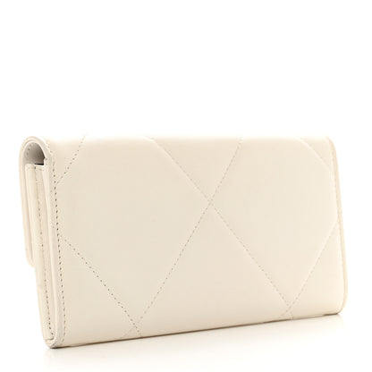 Chanel Lambskin Quilted Chanel 19 Flap Wallet White Black 3 of 10