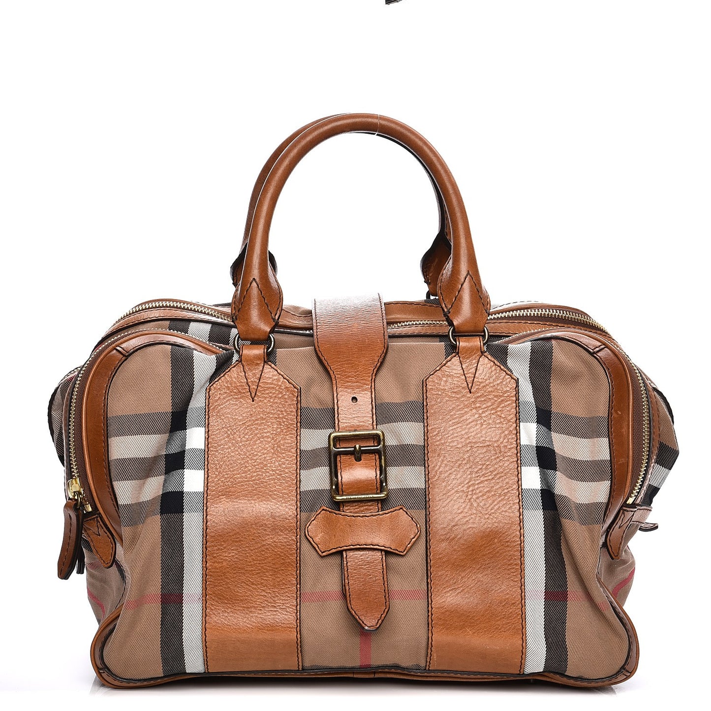 Vintage Leather House Check Tote Saddle Brown