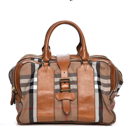Burberry Vintage Leather House Check Tote Saddle Brown 1 of 19