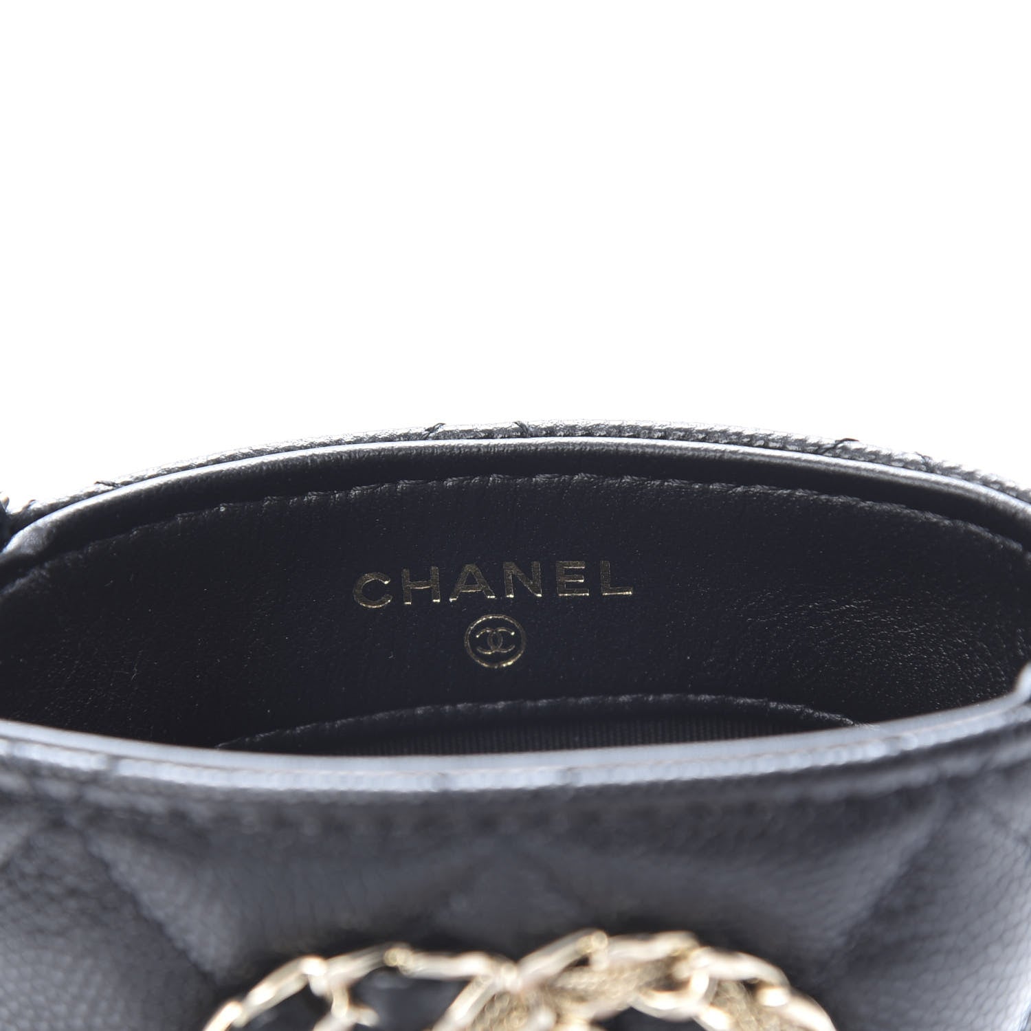 Chanel Caviar Quilted French New Wave Phone Holder With Chain Black 7 of 13