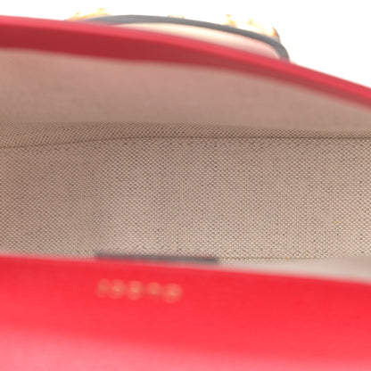 Gucci X ADIDAS Textured Dollar Calfskin Web Trefoil Mini Horsebit 1955 Shoulder Bag Hibiscus Red Off White 5 of 11