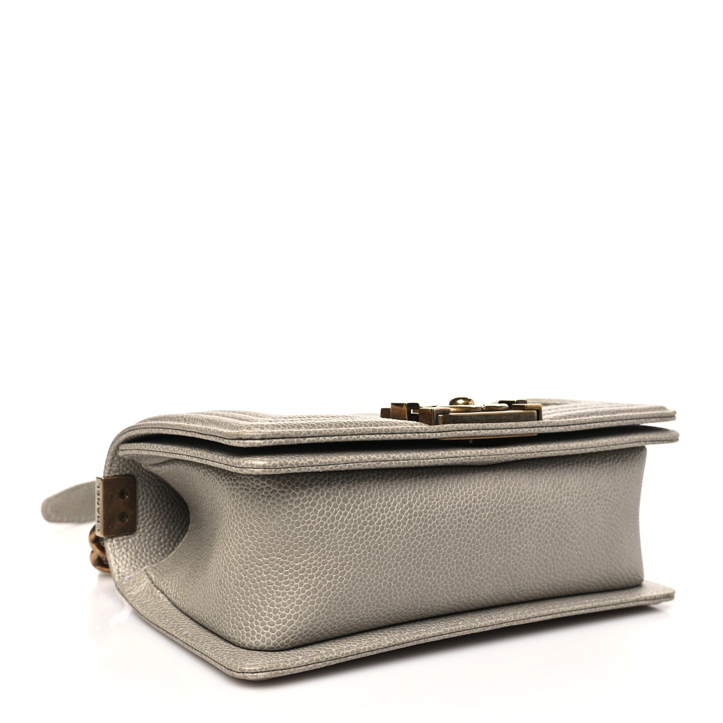 Caviar Quilted Small Boy Flap Light Grey