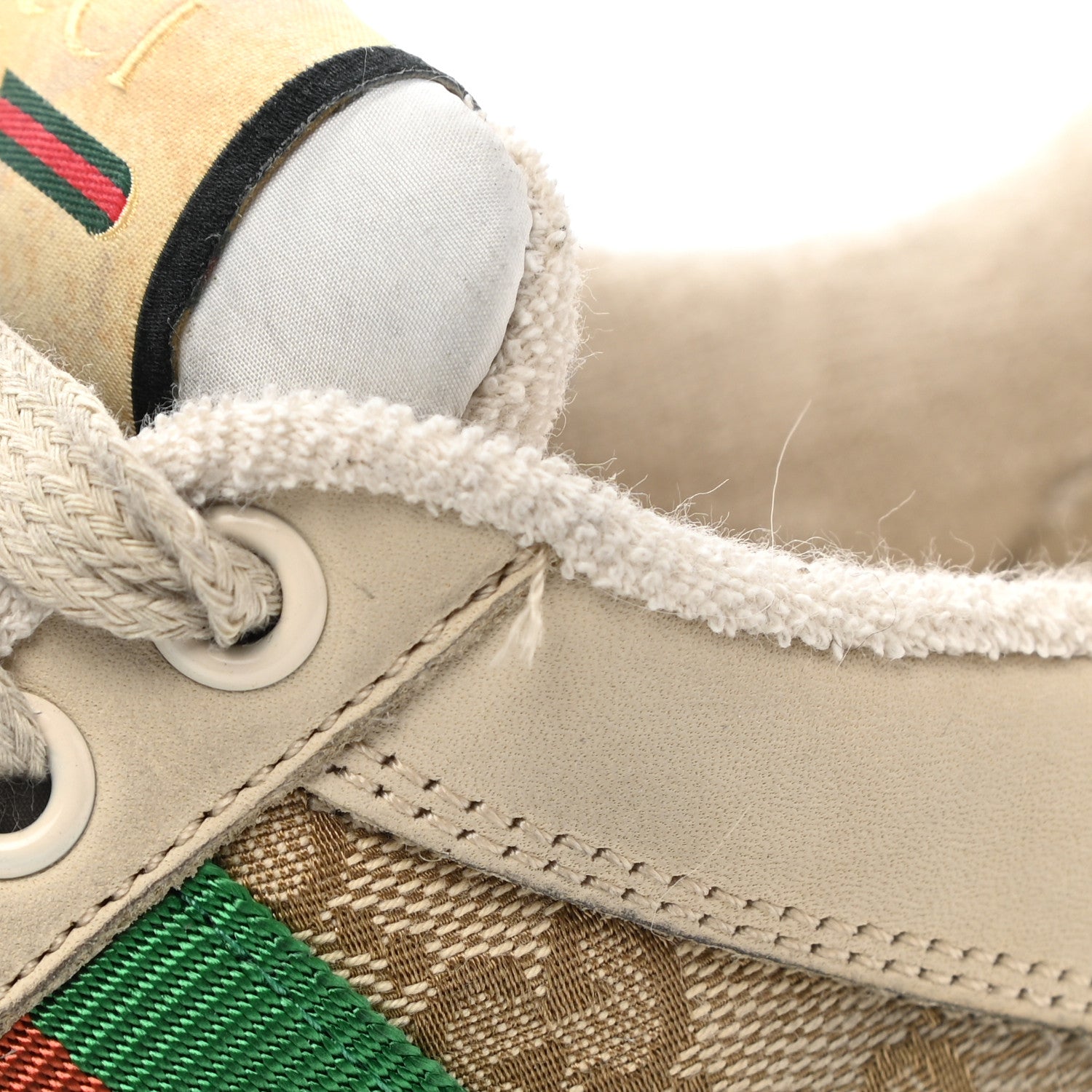 Gucci GG Monogram Nubuck Web Womens Screener Sneakers 35.5 New Sand Dusty Milk Vintage Green 10 of 11