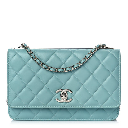 Chanel Lambskin Quilted Trendy CC Wallet On Chain WOC Light Blue 1 of 12