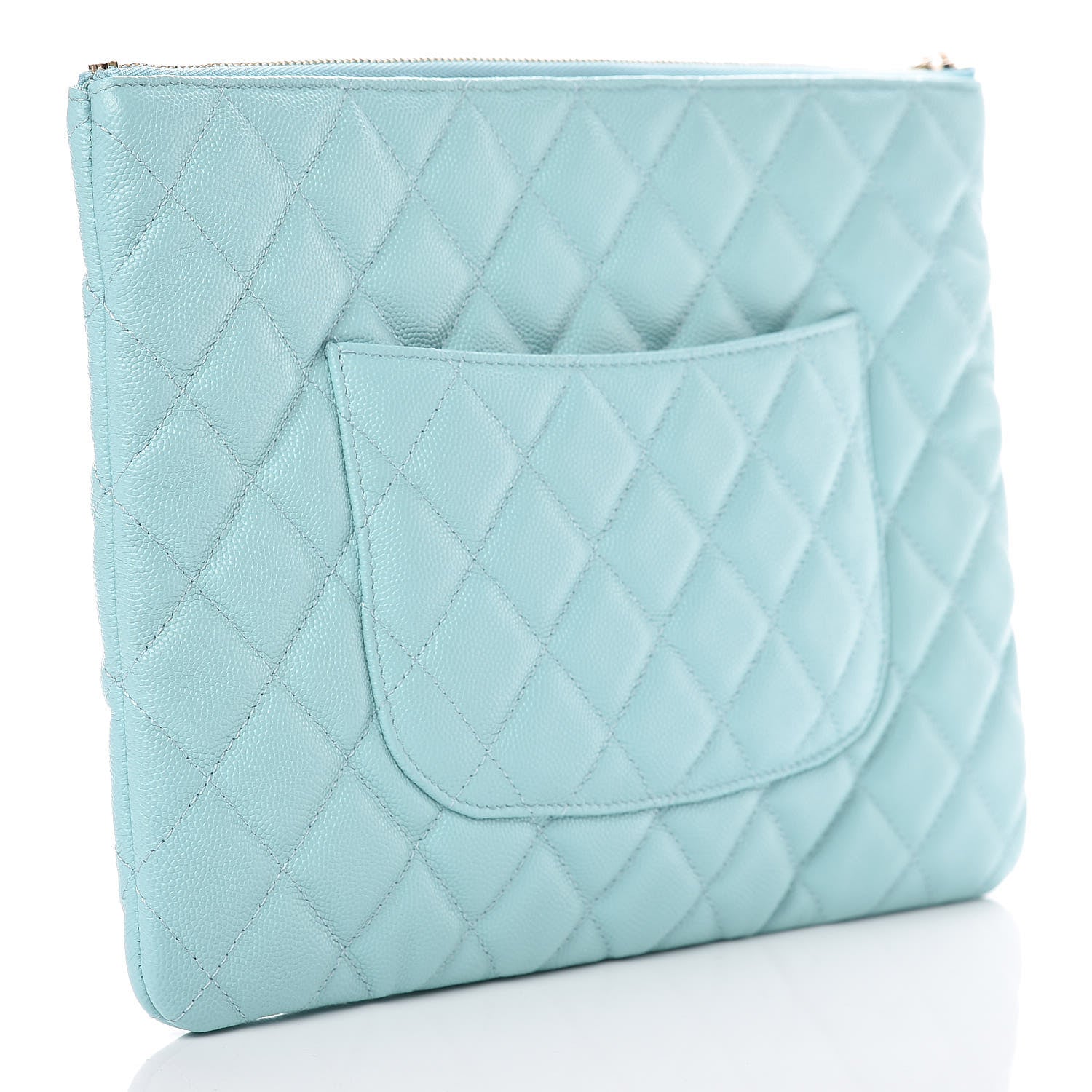 Chanel Caviar Quilted Medium Cosmetic Case Light Blue 3 of 8