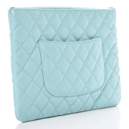 Chanel Caviar Quilted Medium Cosmetic Case Light Blue 3 of 8