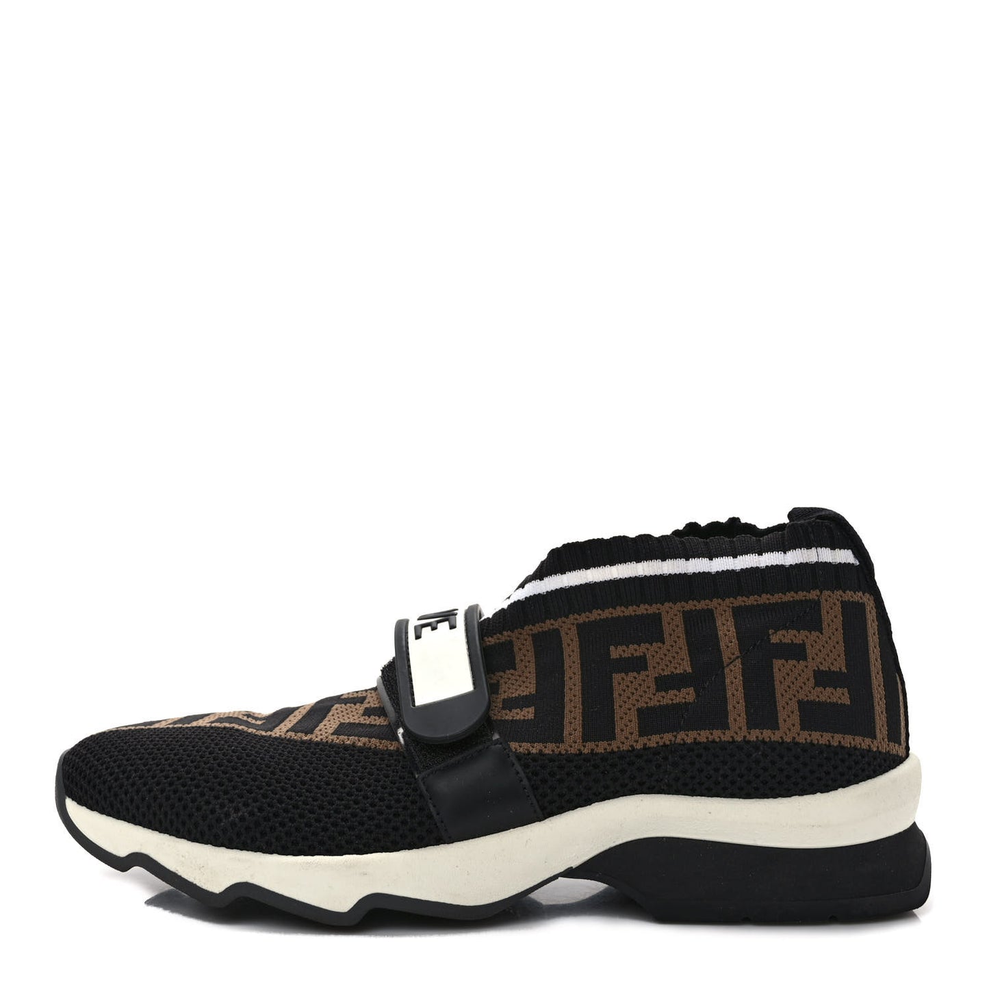 Stretch Yarn FF Stiff Band Rockoko Sneakers 35.5 Black White Tobacco