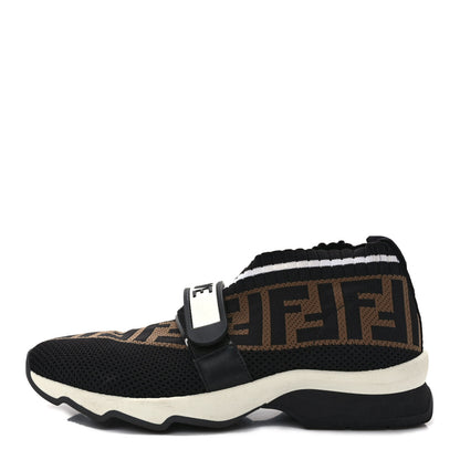 Fendi Stretch Yarn FF Stiff Band Rockoko Sneakers 35.5 Black White Tobacco 1 of 7