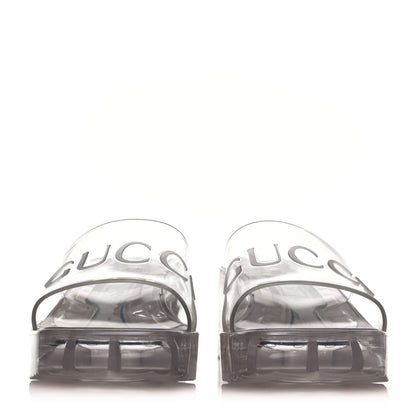 Gucci Rubber Gucci Logo Womens Platform 20/60mm Slide Sandals 38 Transparent 2 of 8
