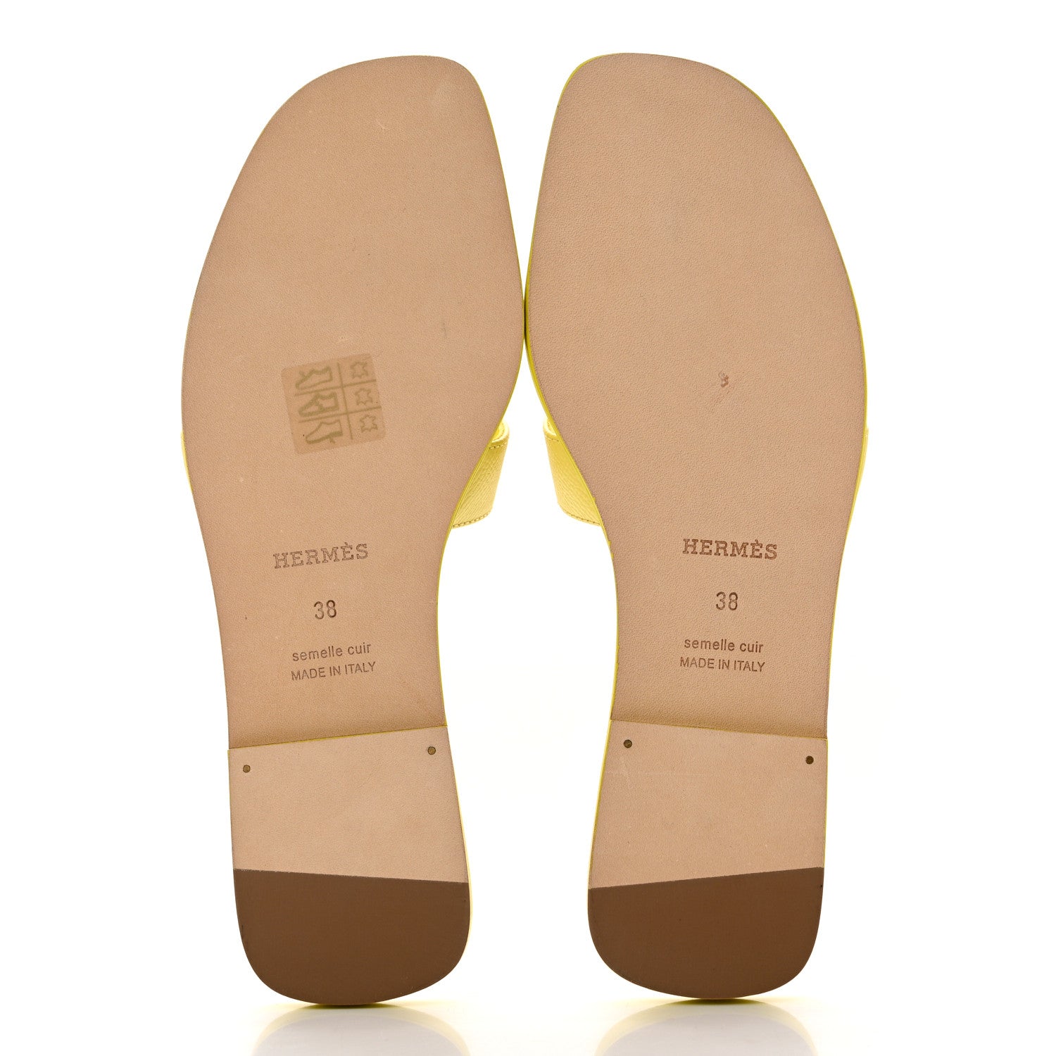 Hermes Epsom Oran Sandals 38 Jaune Pollen 5 of 8