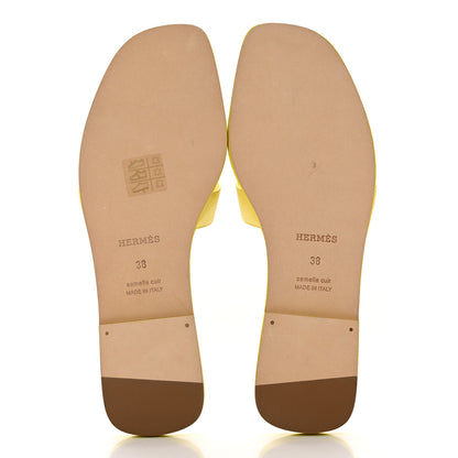 Hermes Epsom Oran Sandals 38 Jaune Pollen 5 of 8