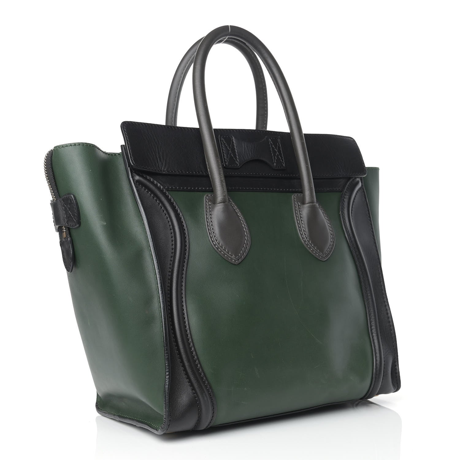 Celine Smooth Calfskin Mini Bi-Color Luggage Forest Black 2 of 22