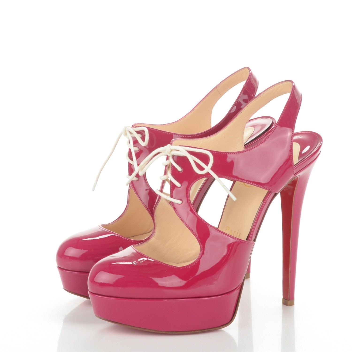 Christian Louboutin Patent Lace Up Lassagi 140 Platform Pump 37 Framboise 3 of 7