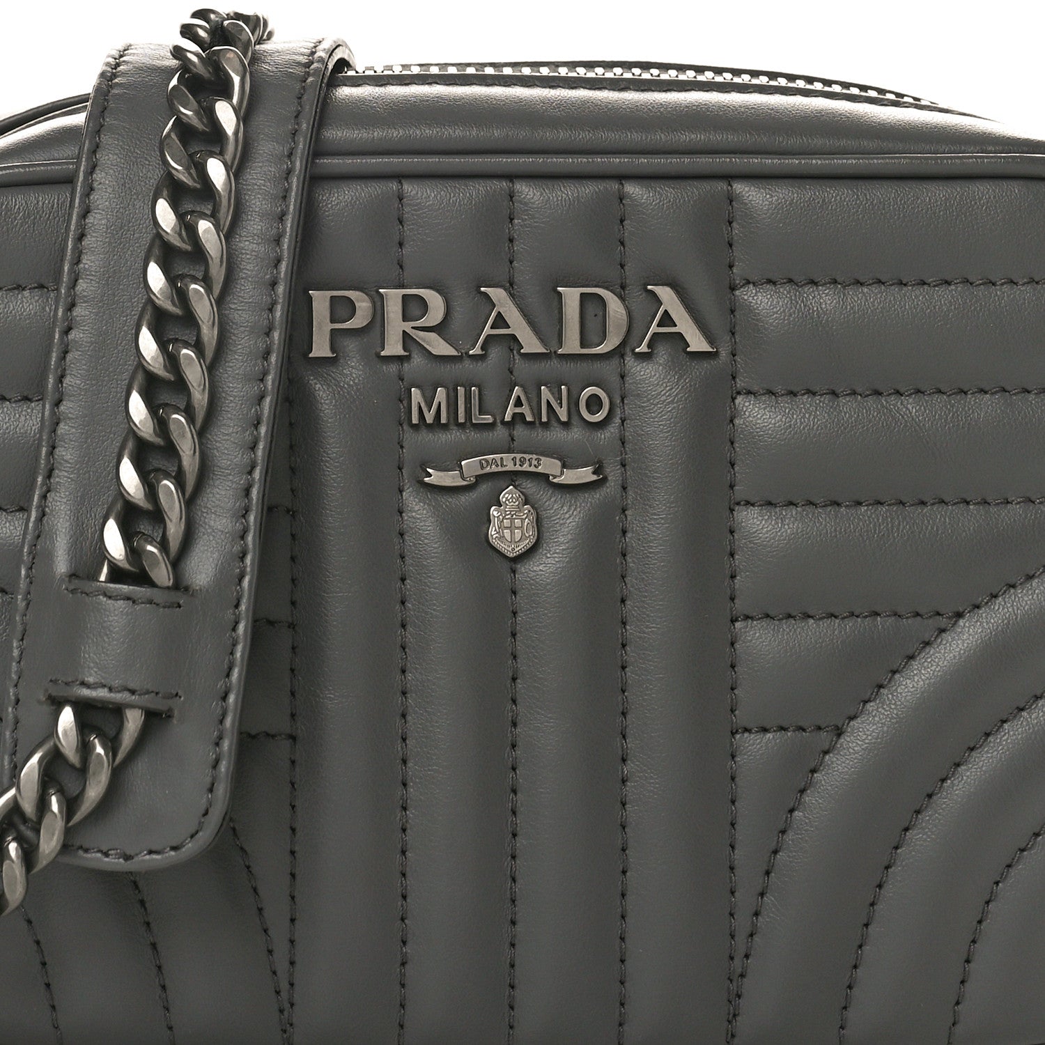 Prada Soft Calfskin Diagramme Crossbody Bag Mercurio 7 of 9