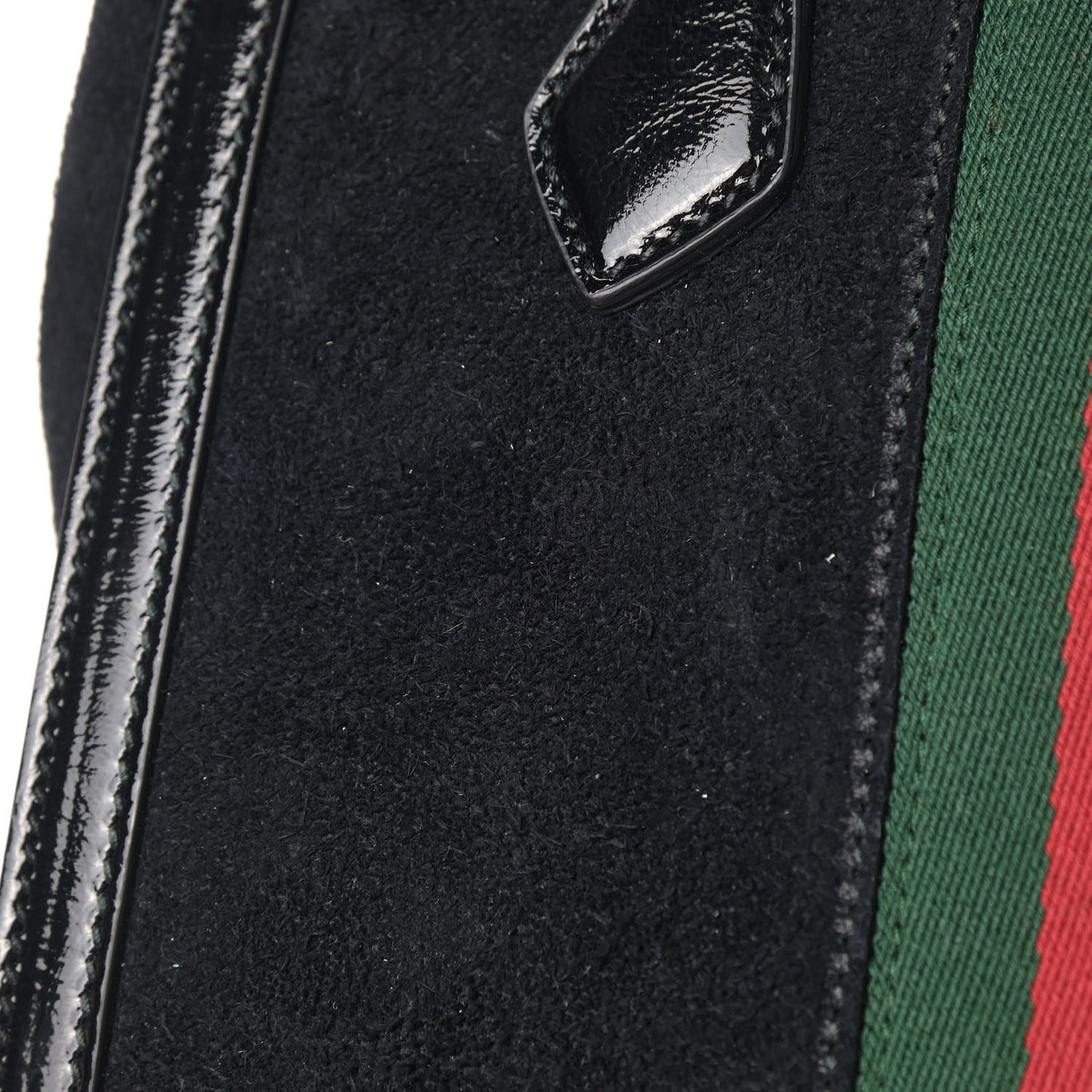 Suede Patent GG Web Small Ophidia Tote Bag Black