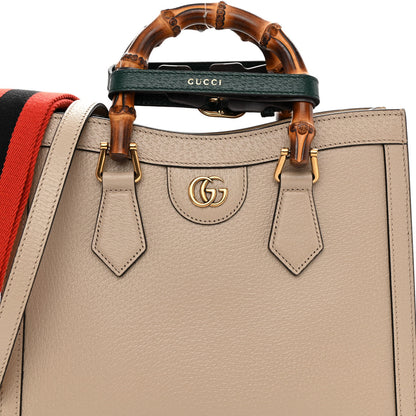Gucci Textured Dollar Calfskin Web Small Diana Tote Bag Oatmeal Vintage Green 7 of 9